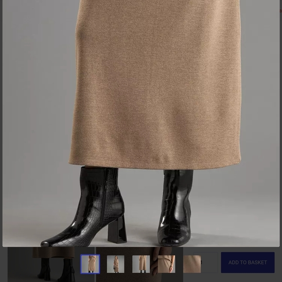 Brown midi pencil skirt set of two pieces for casual work - Picture 12 of 15